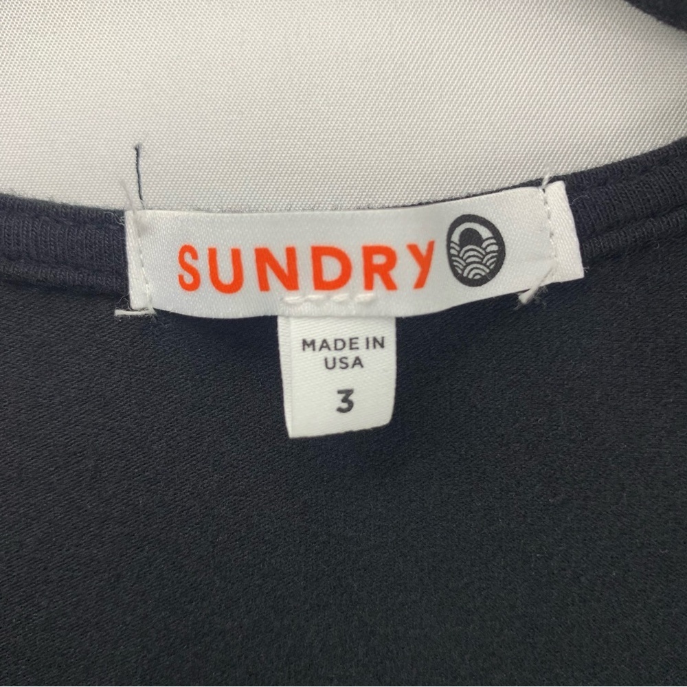 Sundry Black Ruched V Neck Long Sleeve Dress, size 3 - Picture 2 of 12